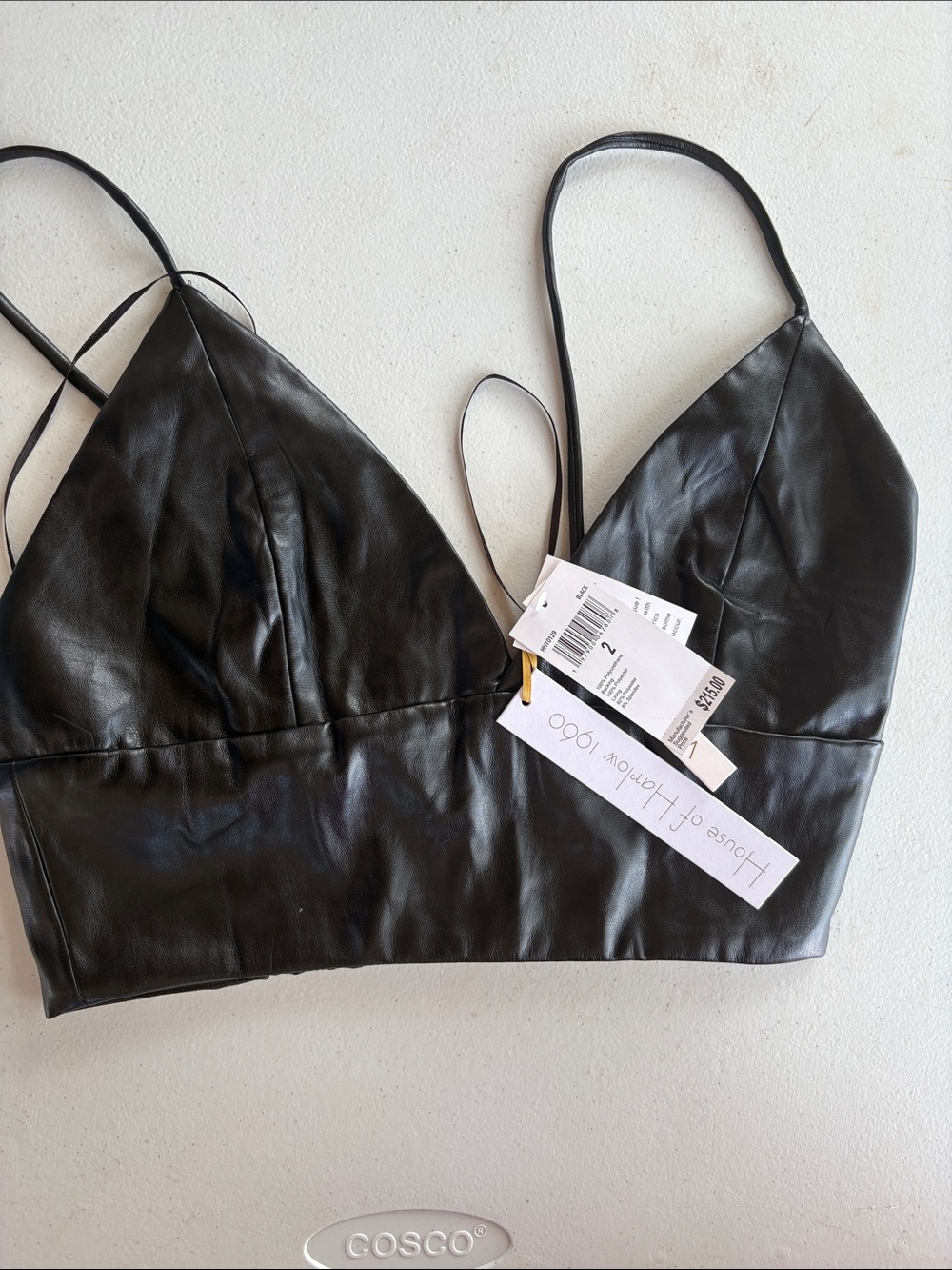 House of Harlow 1960 Black Faux Leather Crop Top